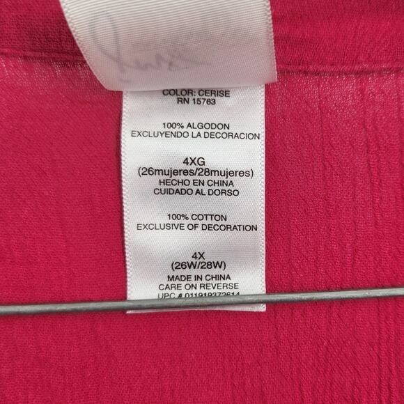 Just My Size Pink Short Sleeve Top Womens Plus Size 4X - Picture 4 of 4